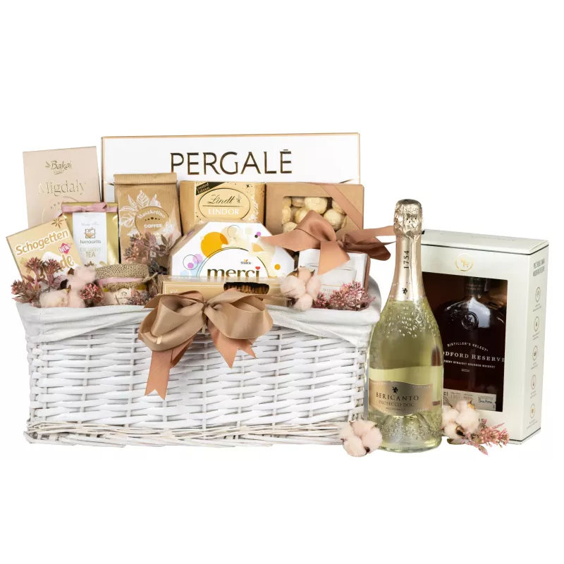 Zestaw 2 - Ekskluzywny Kosz Delikatesowy z Whisky i Prosecco Zestaw 2 - Ekskluzywny Kosz Delikatesowy z Whisky i Prosecco
