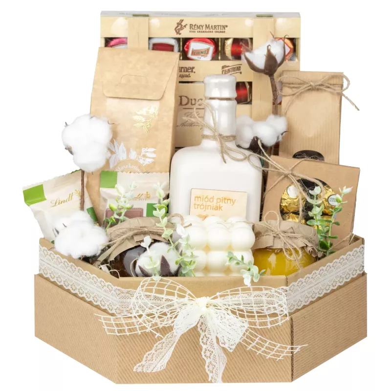 Zestaw Miód Pitny 8 – Prezent z Miodem Pitnym, Kawą i Pralinkami