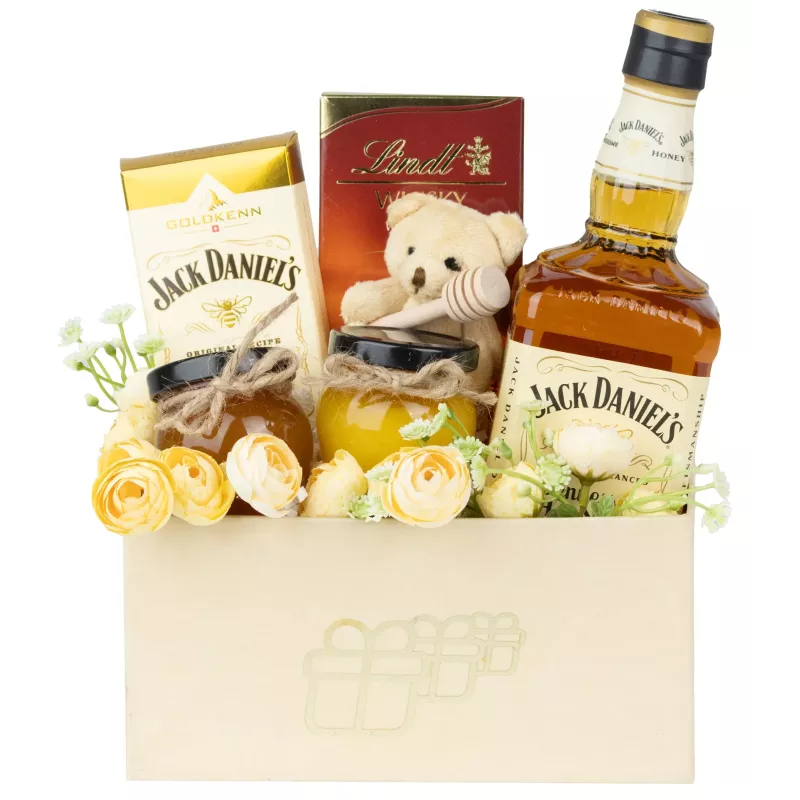 Zestaw Whisky Honey 15 – Prezent z Jack Daniel’s Honey, Miodem i Pluszowym Misiem
