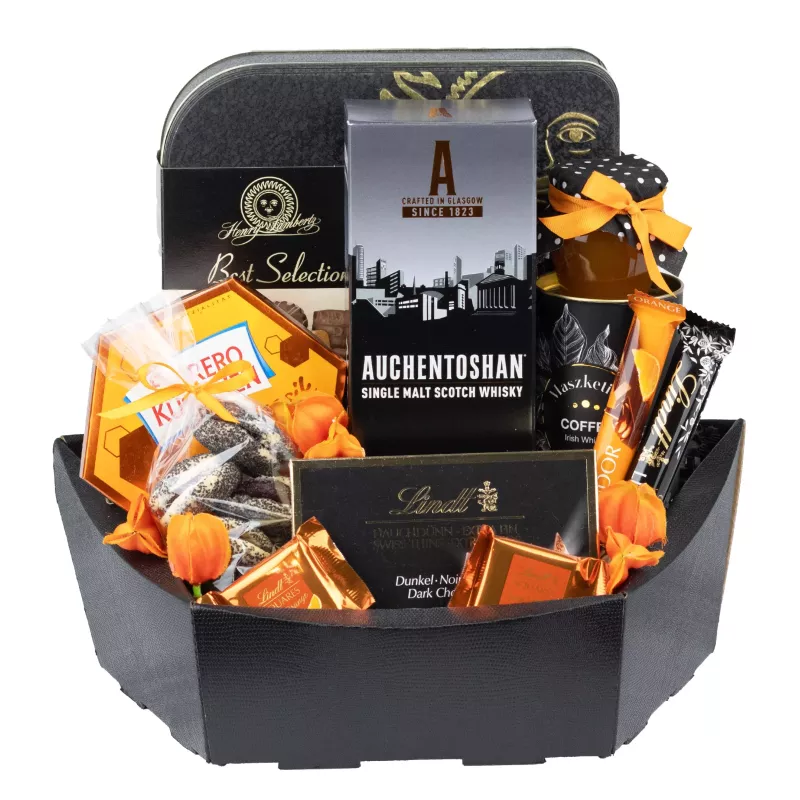 Zestaw Ciasteczka i Whisky 27 – Prezent z Whisky Auchentoshan, Kawą i Czekoladowymi Przysmakami