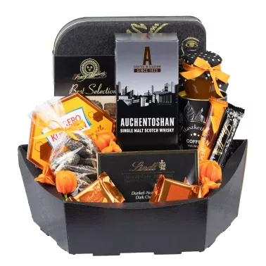 Zestaw Ciasteczka i Whisky 27 – Prezent z Whisky Auchentoshan, Kawą i Czekoladowymi Przysmakami