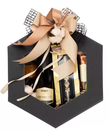 Zestaw 28 – Subtelny Prezent z Prosecco, Kawą i Miodem w Eleganckim Opakowaniu