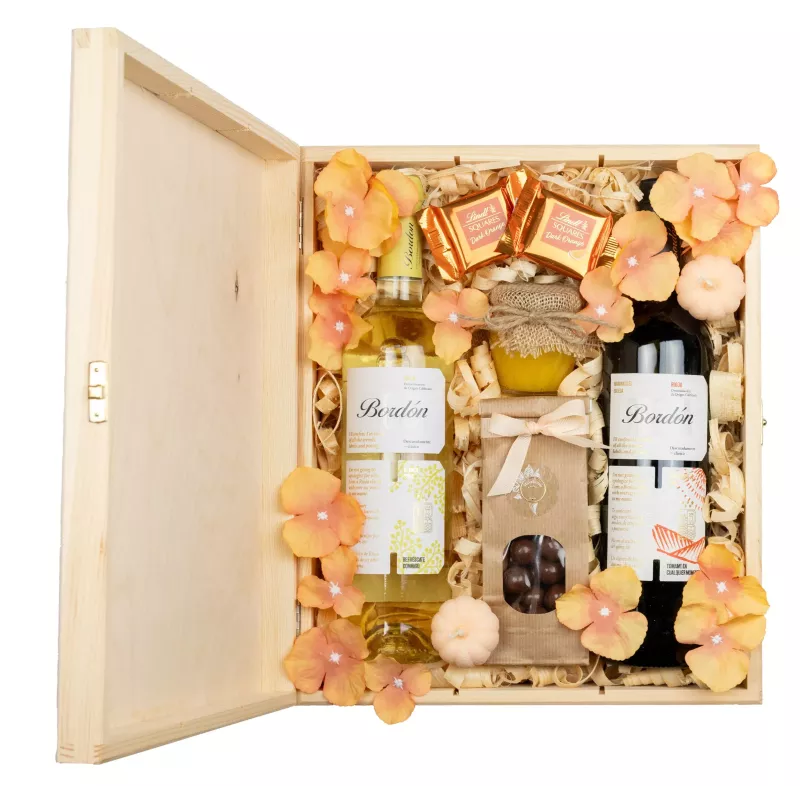 Zestaw Wina i Miód 41 – Wykwintny Upominek z Hiszpańskim Winem i Czekoladowymi Akcentami