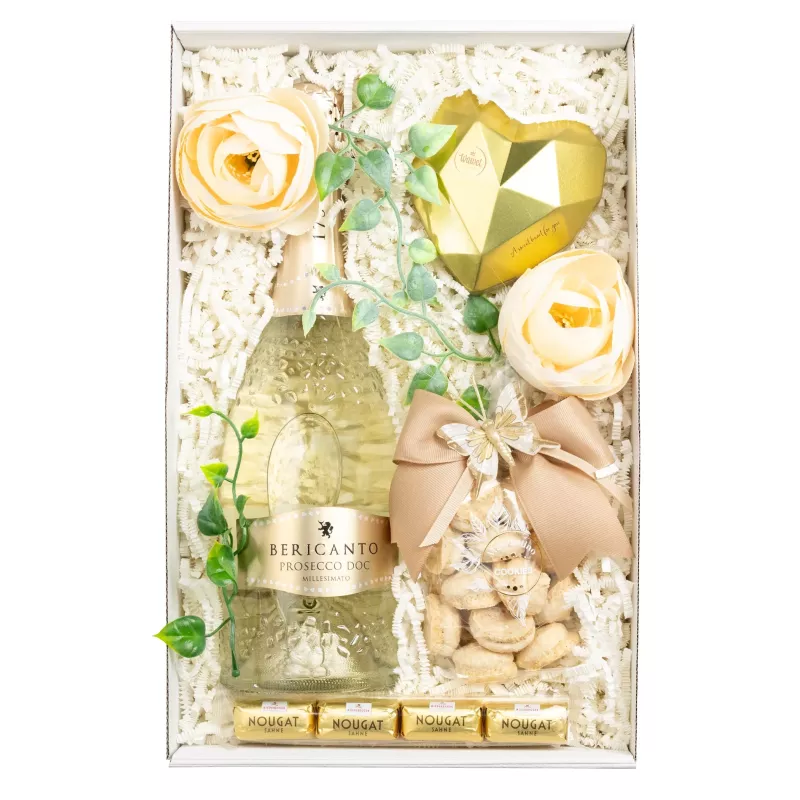 Zestaw Praliny i Prosecco 45 – Romantyczny Prezent z Prosecco, Słodyczami