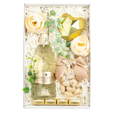 Zestaw Praliny i Prosecco 45 – Romantyczny Prezent z Prosecco, Słodyczami