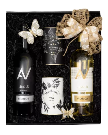 Zestaw Kawa Herbata Wina 49 – Klasyczny Prezent z Winem AV, Kawą i Herbatą