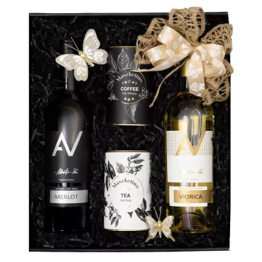 Zestaw Kawa Herbata Wina 49 – Klasyczny Prezent z Winem AV, Kawą i Herbatą