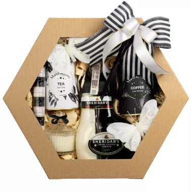 Zestaw Likier Kawa i Świeca 51 – Delikatny Prezent z Likierem Sheridans, Kawą i Świecą