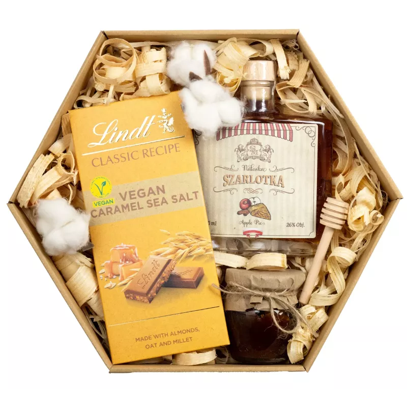 Zestaw Nalewka i Miód 52 – Drobny Prezent z Nalewką Szarlotka, Miodem i Czekoladą