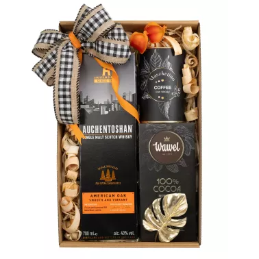 Zestaw Kawa i Whisky 59 – Klasyczny Prezent z Whisky Auchentoshan, Kawą i Czekoladą