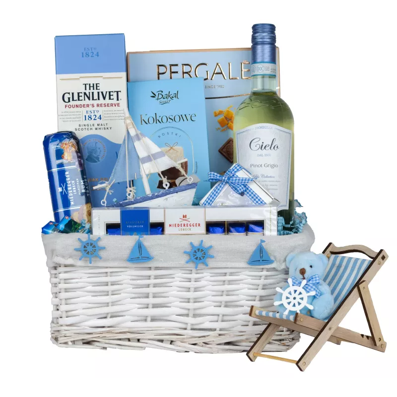 Zestaw Whisky Wino Miś 62 – Prezent z Whisky Glenlivet, Winem Cielo i Eleganckimi Dodatkami