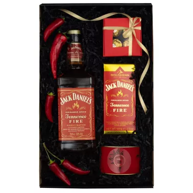 Zestaw Czekolada i Whisky Fire 43 – Ognisty Prezent z Whisky Jack Daniel’s Fire i Czekoladowymi Pralinami