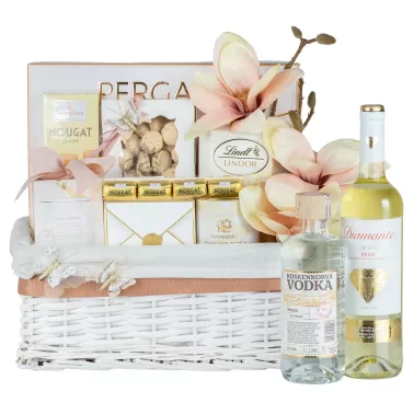 Zestaw Bombonierka Wino Wódka 22 – Ekskluzywny Prezent z Winem, Wódką i Słodyczami Premium