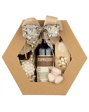 Zestaw Miód i Likier Espresso 70 – Prezent z Likierem Koskenkorva Espresso, Pralinami i Świecą