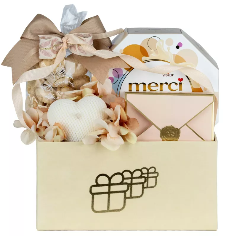 Zestaw Merci i Świeca 82 – Słodki Prezent z Merci, Pralinami Lindt i Świecą Sojową