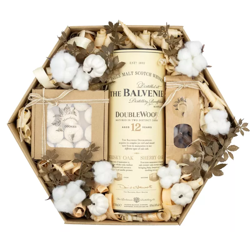 Zestaw Orzechy i Whisky 83 – Prezent z Whisky Balvenie 12YO i Słodkimi Dodatkami