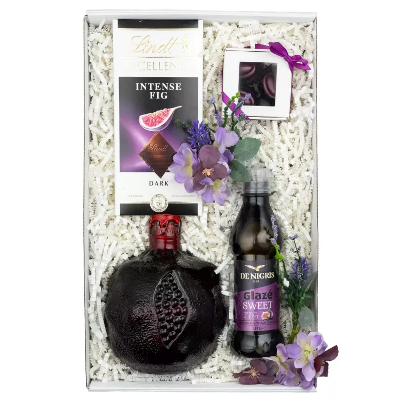 Zestaw Wino i Krem Balsamiczny 103 – Oryginalny Prezent z Winem Granatowym, Czekoladą i Kremem Balsamicznym