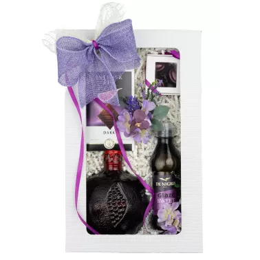 Zestaw Wino i Krem Balsamiczny 103 – Oryginalny Prezent z Winem Granatowym, Czekoladą i Kremem Balsamicznym