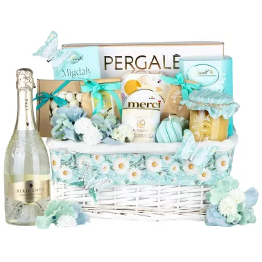 Zestaw Słodycze Premium i Prosecco 110 – Elegancki Prezent z Prosecco, Pralinami, Kawą i Świecą Sojową