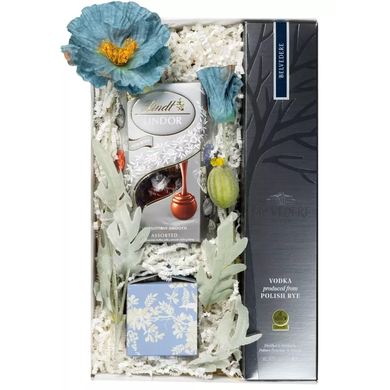 Zestaw Praliny i Wódka Belveder 121 – Ekskluzywny Prezent z Wódką Belvedere i Pralinami Lindt