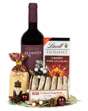 Zestaw Świąteczny Wino i Słodycze 133 – Stylowy Prezent Świąteczny