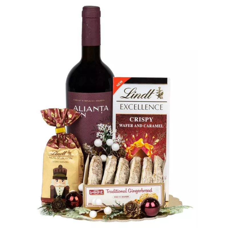 Zestaw Świąteczny Wino i Słodycze 133 – Stylowy Prezent Świąteczny