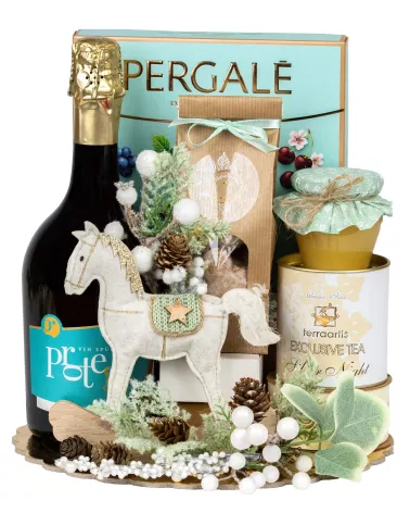 Zestaw Świąteczny Wino i Koń na biegunach 135 – Elegancki Prezent na Święta