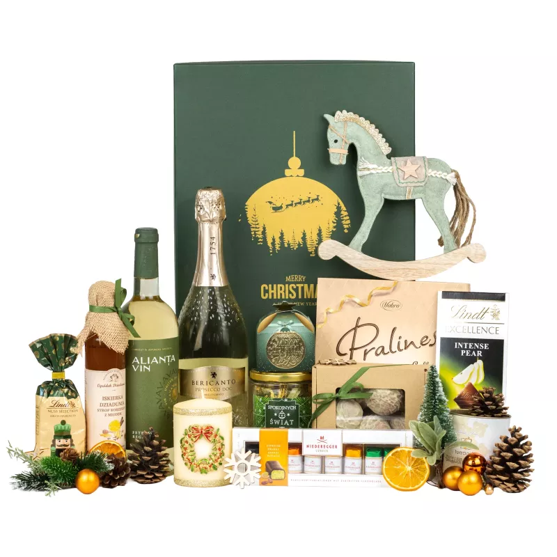 Zestaw Świąteczny Prosecco, Wino i Słodycze 154 – Wyszukany Prezent na Święta