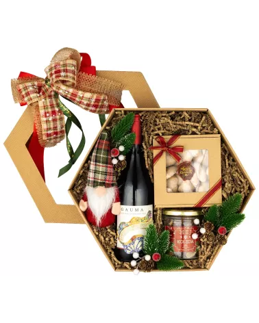 Zestaw Świąteczny Wino i Krasnal 167 - Ciepły Prezent Świąteczny