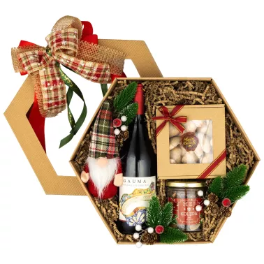 Zestaw Świąteczny Wino i Krasnal 167 - Ciepły Prezent Świąteczny