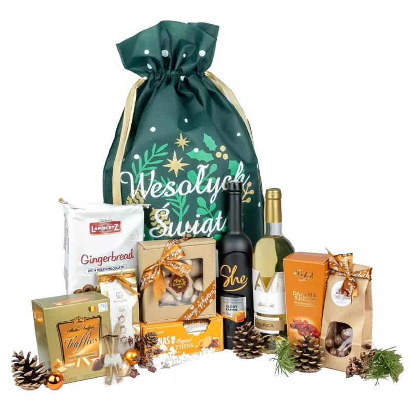 Worek Świąteczny Likier i Wino 171 - Prezent Firmowy na Boże Narodzenie