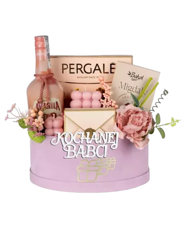 Zestaw dla Babci Likier i Słodycze - Likier Amarula, Słodycze i Świeca w Eleganckim Pudełku