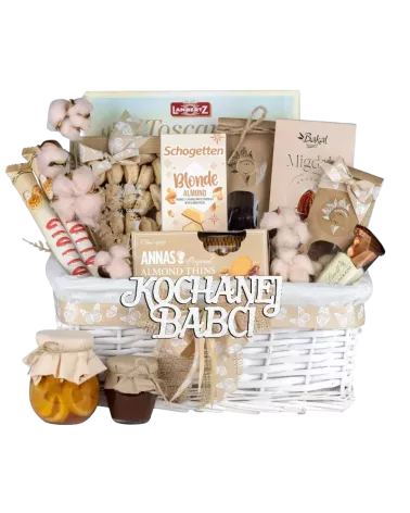 Zestaw dla Babci Słodycze - Słodki Kosz z Ciasteczkami, Herbatą i Miodem