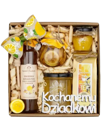 Zestaw dla Dziadka Konfitury i Herbata - Stylowy Zestaw Prezentowy dla Dziadka z Miodami, Syropem i Herbatą