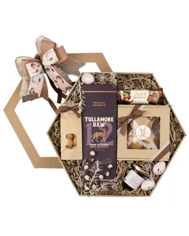 Zestaw Wielkanocny Whisky i Słodycze 187 - Elegancki Kosz Prezentowy na Wielkanoc dla bliskich i firm